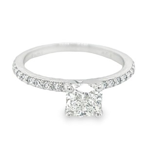 Estate Platinum 1.01 Carat Cushion Cut Diamond Engagement Ring