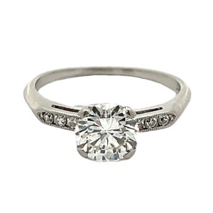 Estate Platinum Transitional Round Diamond Engagement Ring