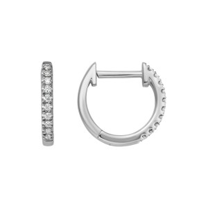 14kt White Gold Small Diamond Hoop Earrings
