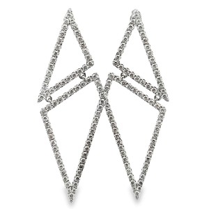 Estate 14kt White Gold Geometric Diamond Drop Earrings