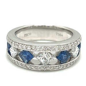 Peter Storm 18kt White Gold Sapphire And Diamond Band Ring