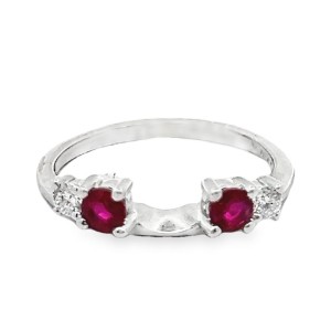 Estate 14kt White Gold Ruby And Diamond Solitaire Enhancer 