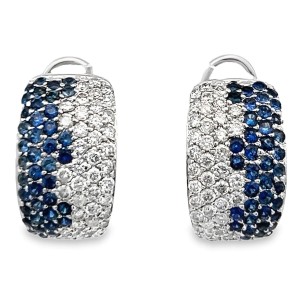 Estate 14kt White Gold Sapphire And Diamond Pave Earrings