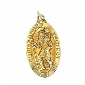 Estate 14kt Yellow Gold Oval St. Christopher Medal