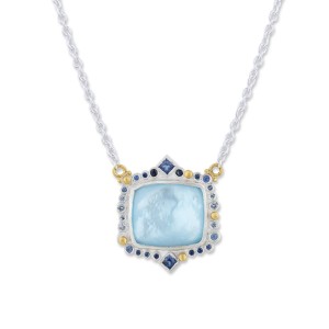 Lika Behar Sterling Silver And 24kt Yellow Gold Blue Topaz Doublet And Sapphire "Dive-In" Necklace