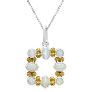 Michou Sterling Silver And 22kt Vermeil Opal Pendant Necklace