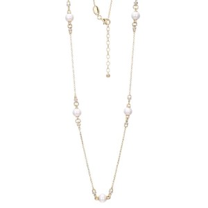 Charles Garnier 18kt Yellow Gold Over Sterling Silver Freshwater Pearl And CZ Venus Station Necklace