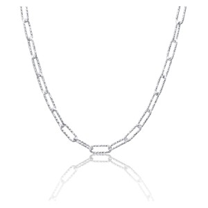 Peter Storm "Tessuto Colori" Sterling Silver 36"  Diamond Cut Paperclip Necklace