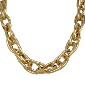 Peter Storm Tessuto Colori Yellow Gold Finish Sterling Silver Textured Oval Link Necklace