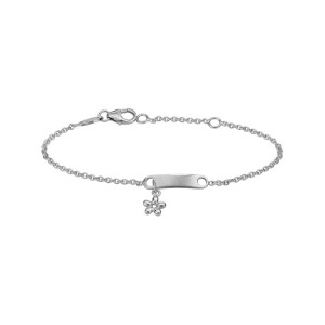 Sterling Silver Youth/child's ID Bracelet With Flower Charm