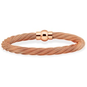 Peter Storm "Tessuto Colori" Rose Gold Finish Sterling Silver Twisted Mesh Strands Bracelet