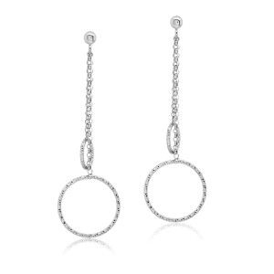 Peter Storm "Tessuto Colori" Sterling Silver Double Circle Dangle Earrings