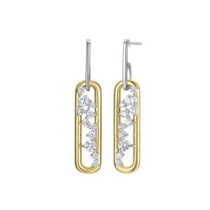 Charles Garnier 18kt Yellow Gold Over Sterling Silver And CZ Bar Dangle Earrings
