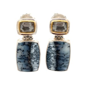 Michou Sterling Silver And 22kt Vermeil Agate And Quartz Earrings