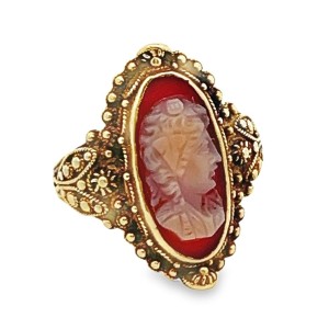 Estate Victorian 14kt Yellow Gold Etruscan Revival Cameo Ring