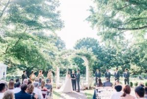 bride and groom at Lewis Ginter Botanical Garden