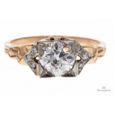 Retro Old Mine Cut Diamond Engagement Ring