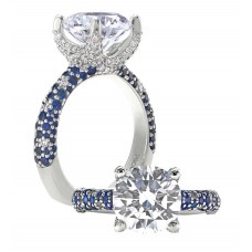 PETER STORM 18KT WHITE GOLD DIAMOND AND SAPPHIRE ENGAGEMENT RING MOUNTING