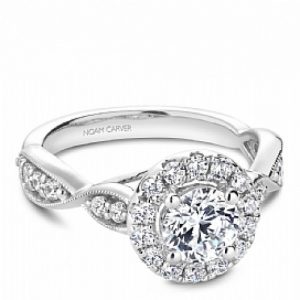 NOAM CARVER 14KT WHITE GOLD DIAMOND HALO ENGAGEMENT RING