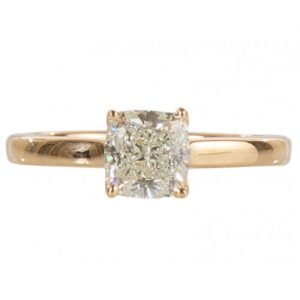 14K YELLOW GOLD 1.51CT CUSHION DIAMOND ENGAGEMENT RING