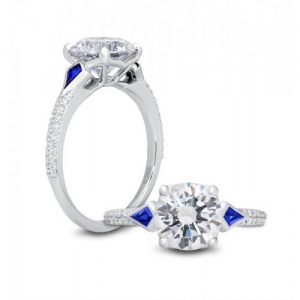 PETER STORM 14KT WHITE GOLD DIAMOND AND SAPPHIRE ENGAGEMENT RING MOUNTING