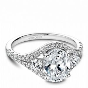 NOAM CARVER 14KT WHITE GOLD OVAL DIAMOND ENGAGEMENT RING MOUNTING