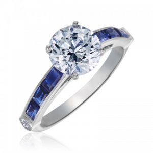 GUMUCHIAN PLATINUM DIAMOND AND SAPPHIRE ENGAGEMENT RING MOUNTING