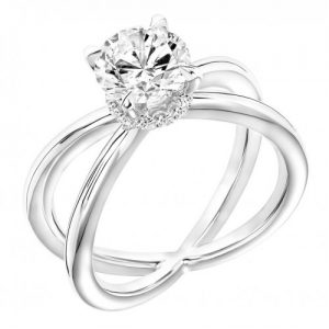 14K WHITE GOLD CRISS-CROSS DIAMOND ENGAGEMENT RING MOUNTING