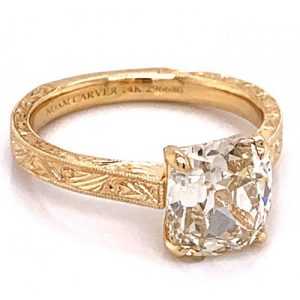 14KT YELLOW GOLD ESTATE-LOOK DIAMOND SOLITAIRE ENGAGEMENT RING