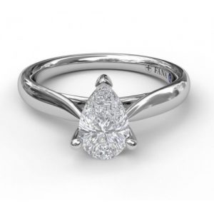 FANA 14KT WHITE GOLD PEAR-SHAPED DIAMOND SOLITAIRE ENGAGEMENT RING MOUNTING