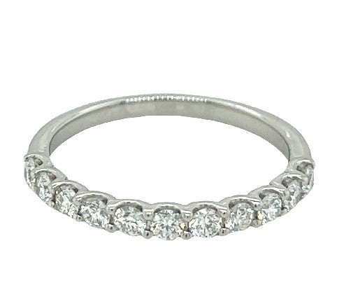 Platinum prong-set diamond eleven-stone band ring