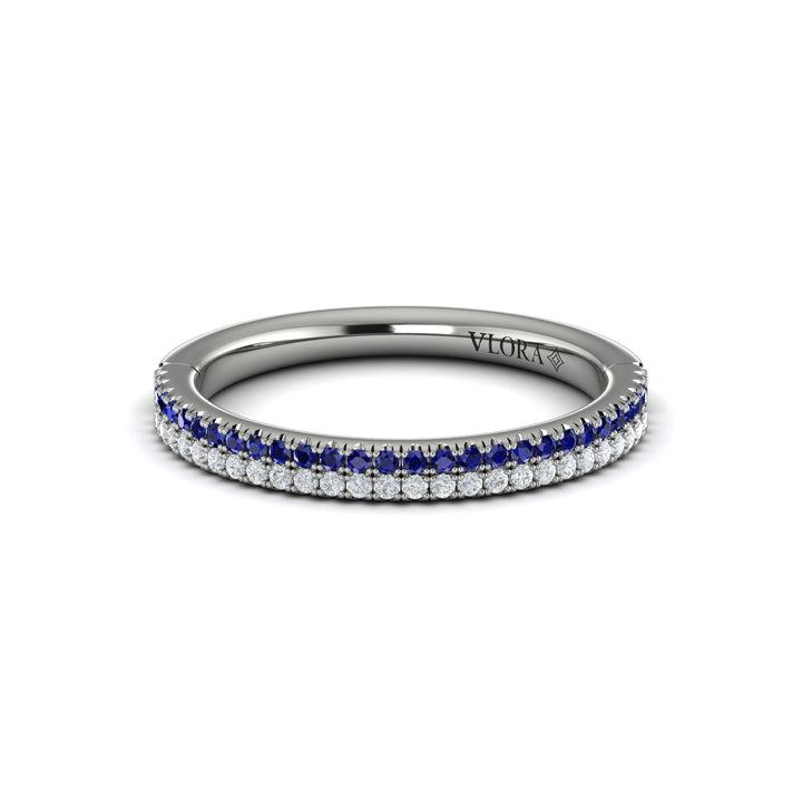Vlora 14kt white gold double-row sapphire and diamond band ring