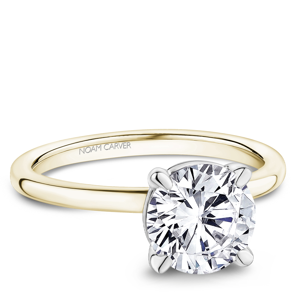 Noam Carver 14kt yellow gold and platinum solitaire engagement ring mounting