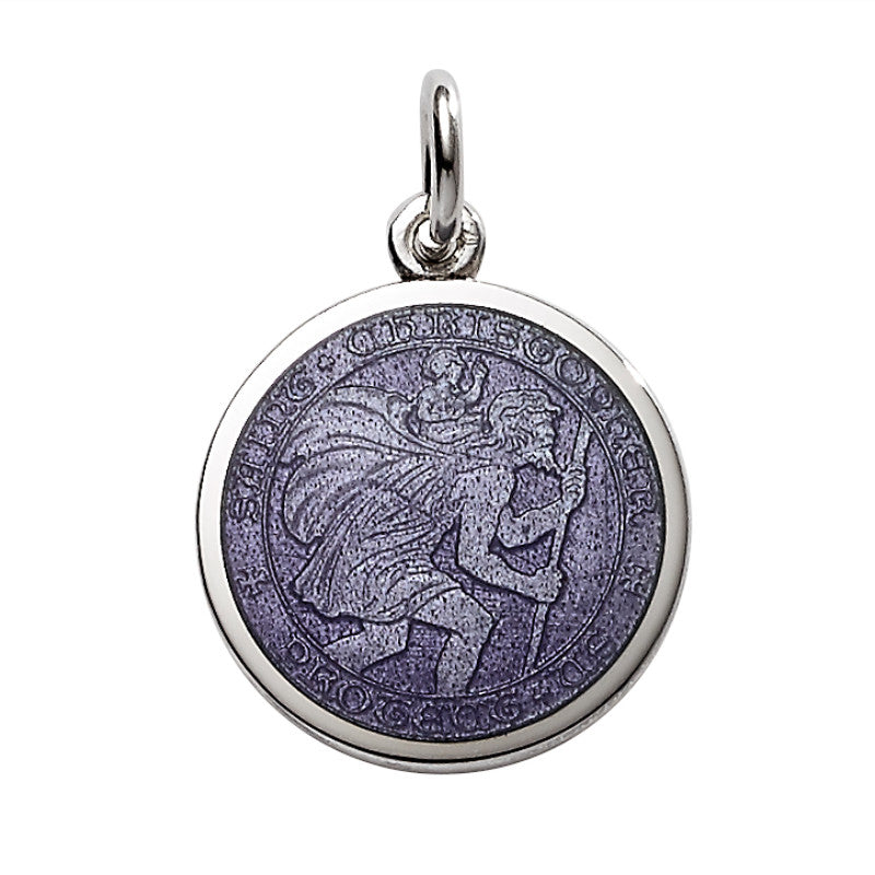 Sterling silver medium (3/4") round St. Christopher's medal charm