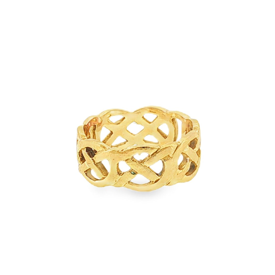 Estate 14kt yellow gold open weave celtic band ring