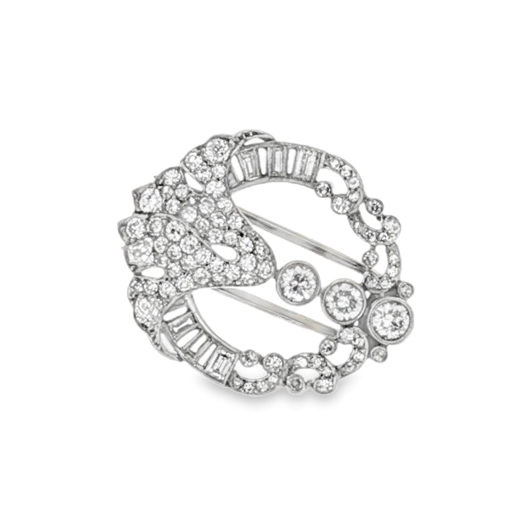 Estate Art Deco platinum diamond fur clip
