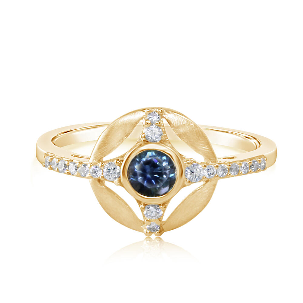 Parle 14kt yellow gold sapphire and diamond circle ring