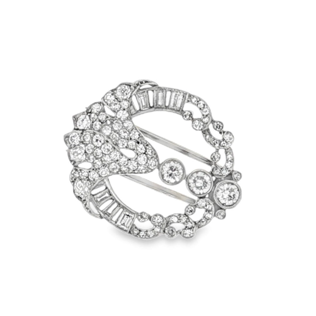 Estate Art Deco platinum diamond fur clip
