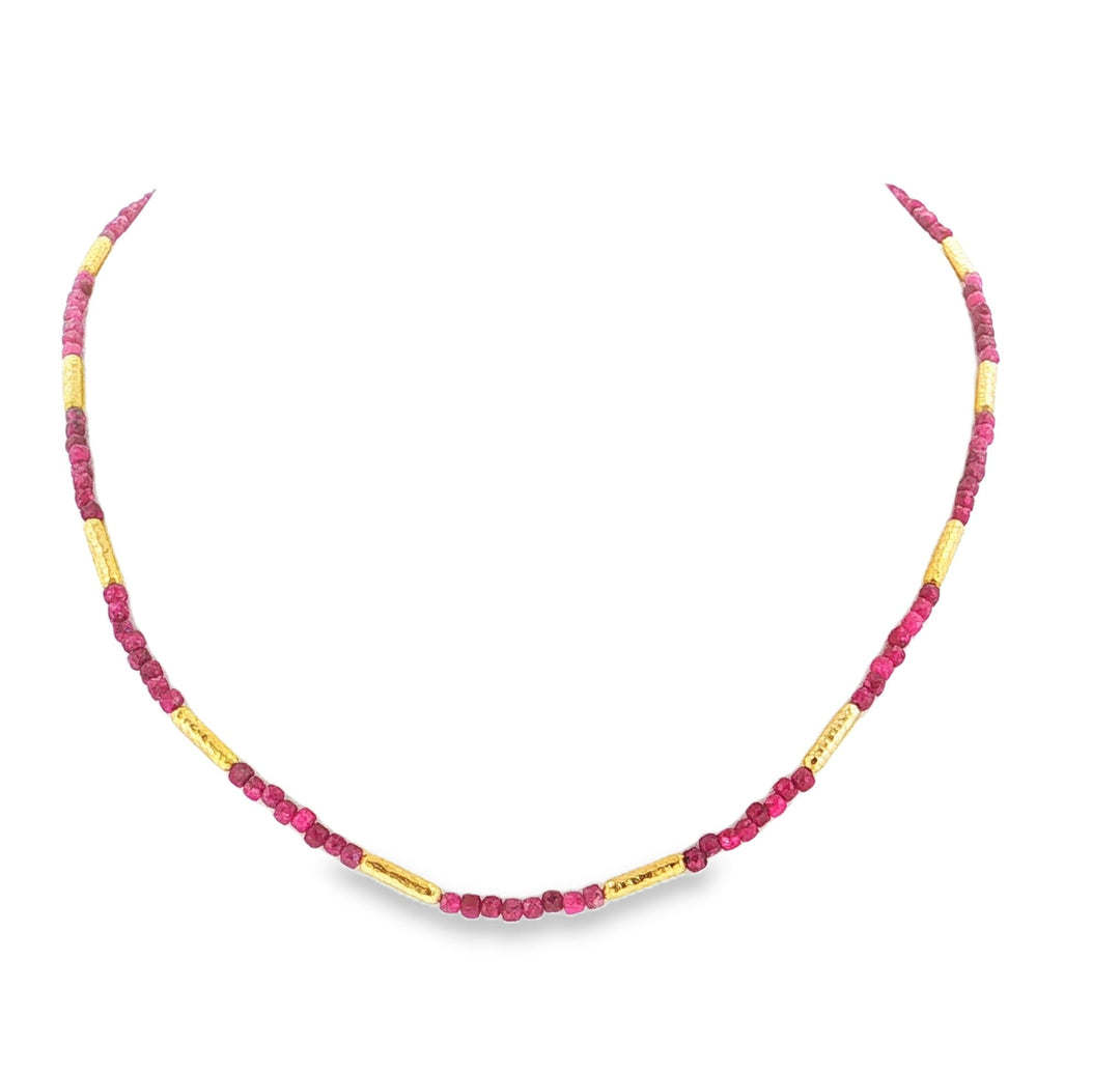 Marika 14kt yellow gold ruby necklace from the Modern Beads Collection