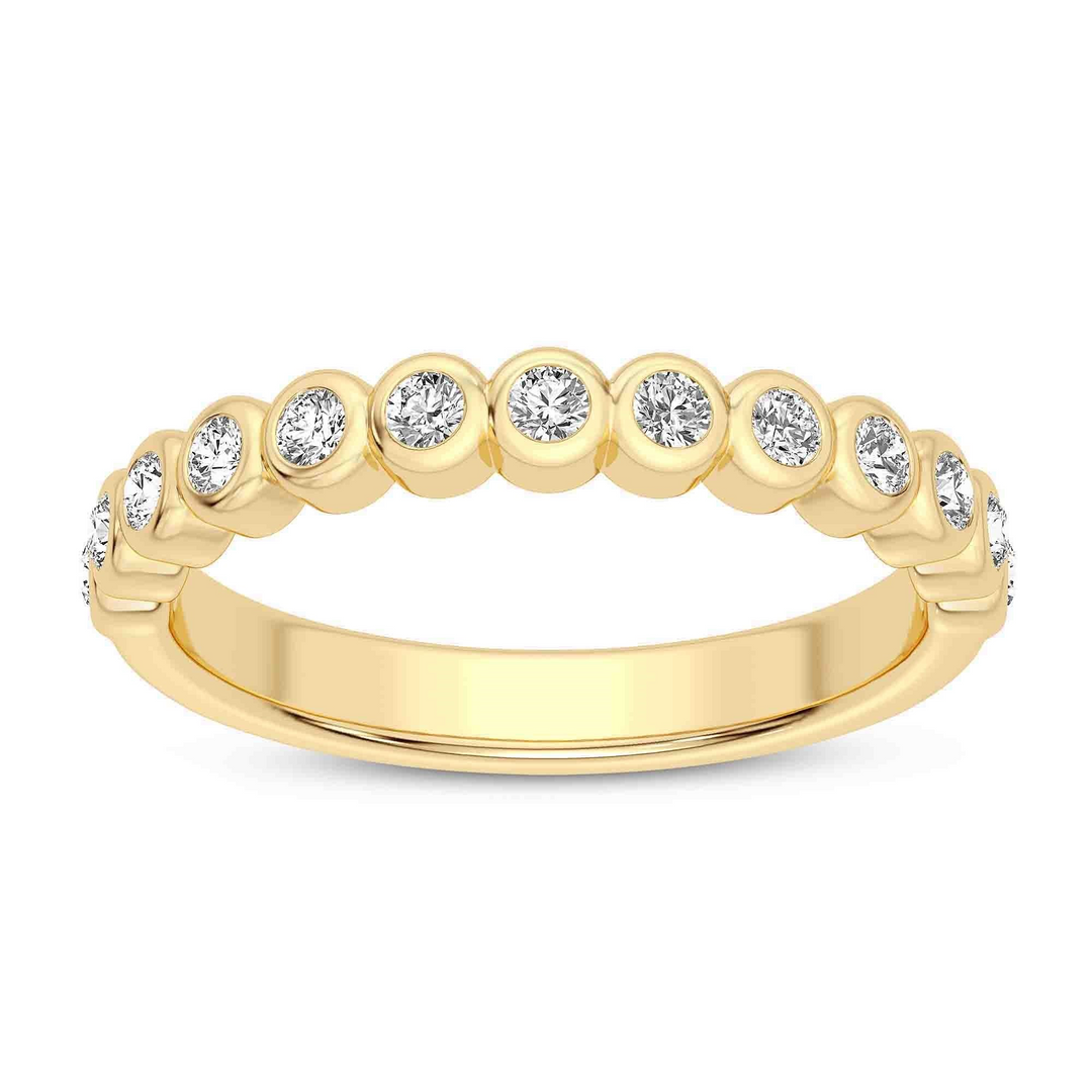 14kt yellow gold bezel-set thirteen-diamond band ring