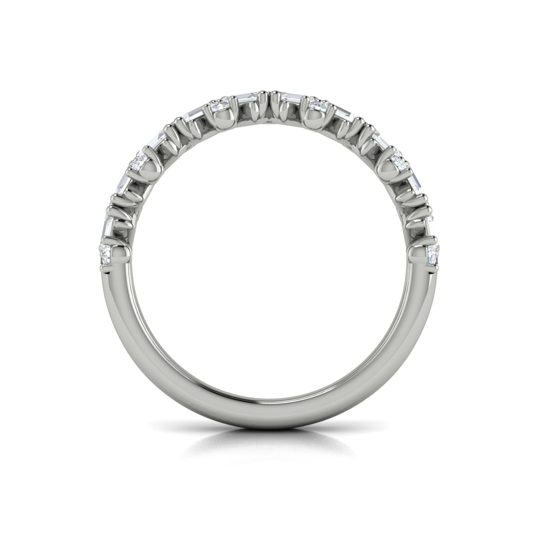 Vlora 14kt white gold baguette and round diamonds band ring