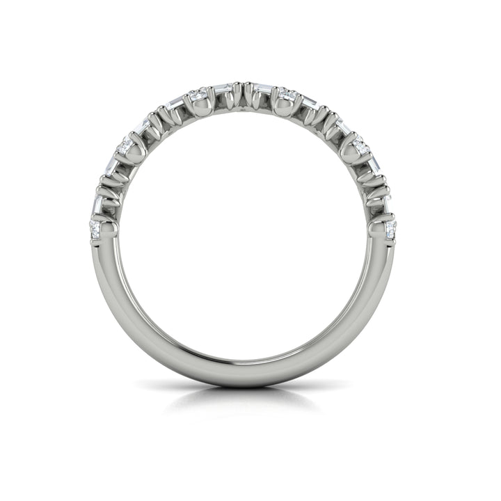 Vlora 14kt white gold baguette and round diamonds band ring