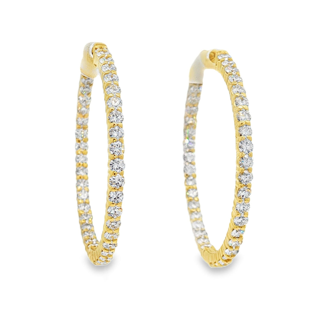 14kt yellow gold inside out diamond hoop earring