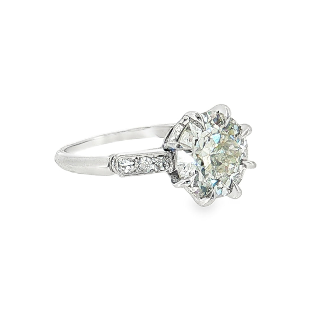 Estate Mid Century platinum diamond engagement ring