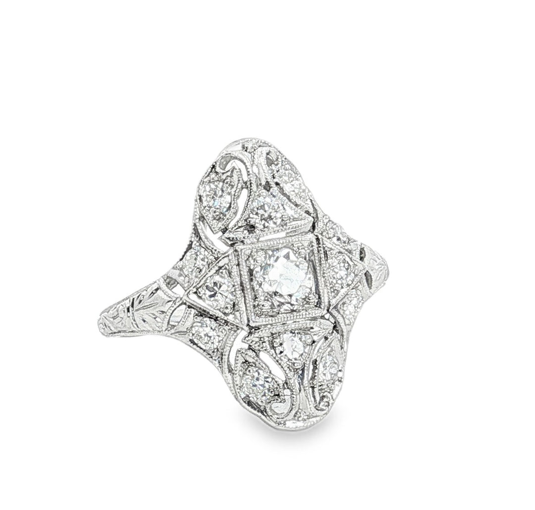 Estate Early 20th century platinum diamond north/south ring