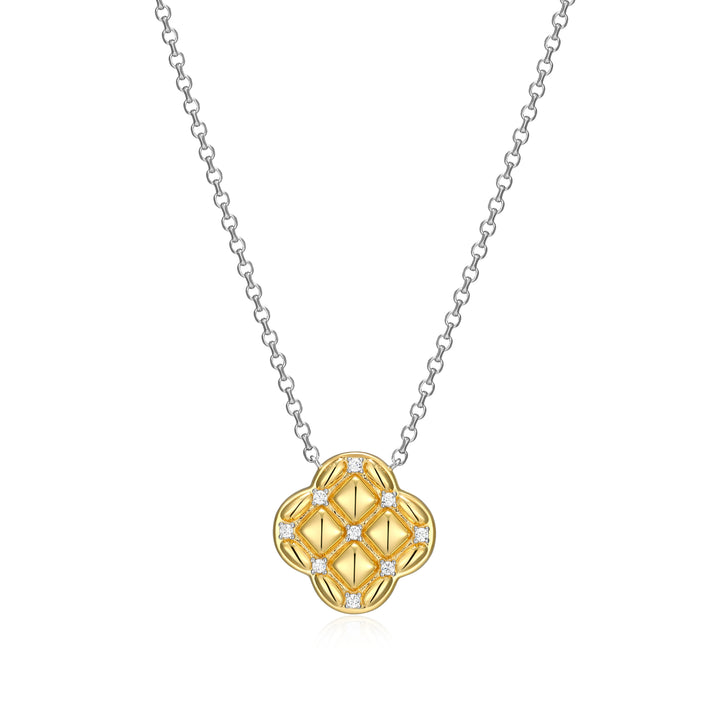 Charles Garnier two-tone sterling silver quilted clover necklace