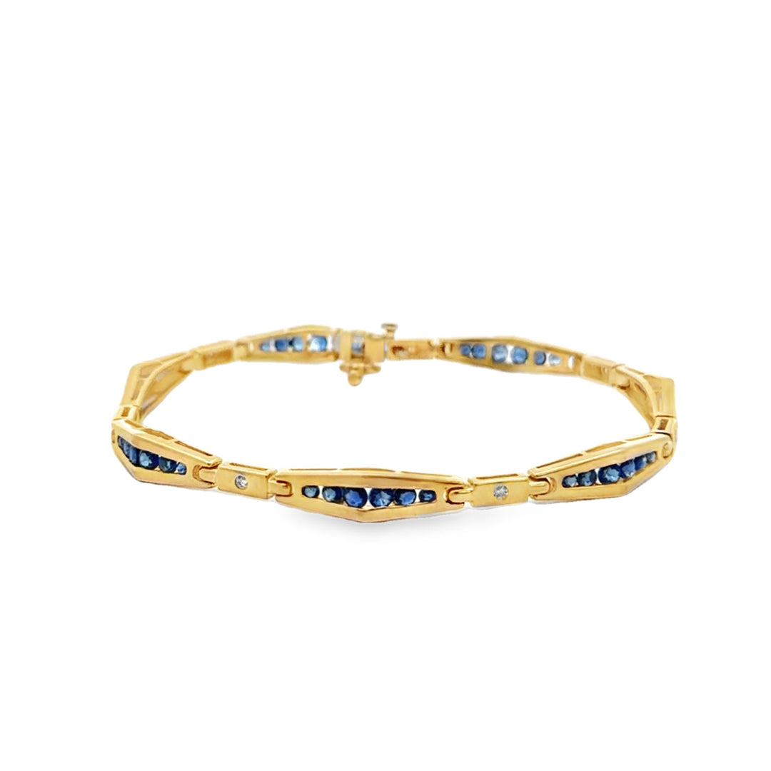 Estate 14kt yellow gold sapphire and diamond bracelet