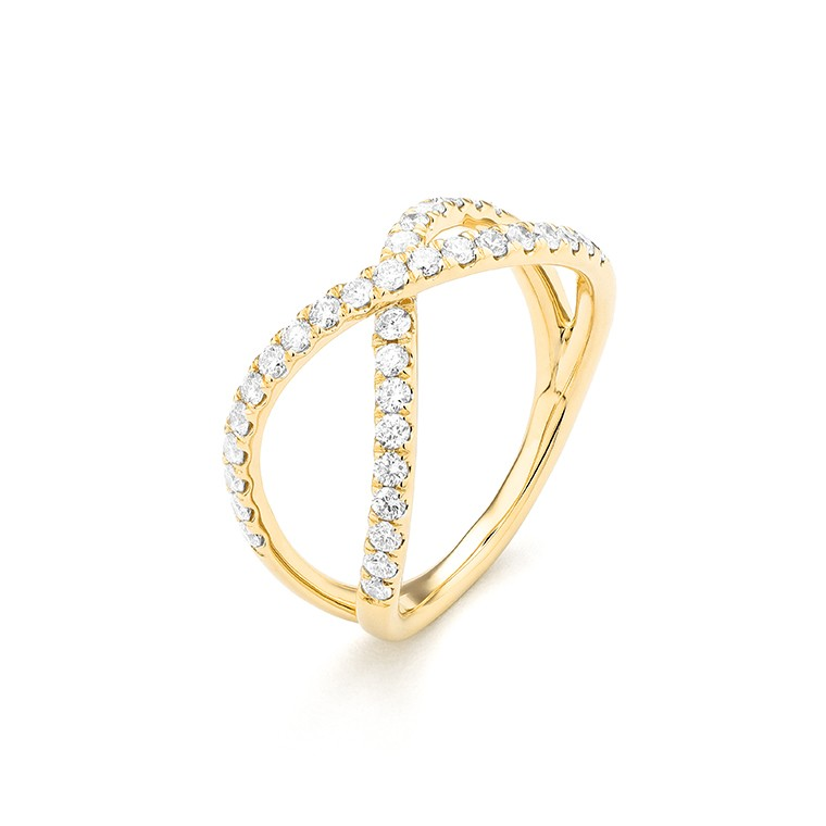 Facet Barcelona 14kt yellow gold diamond criss-cross ring