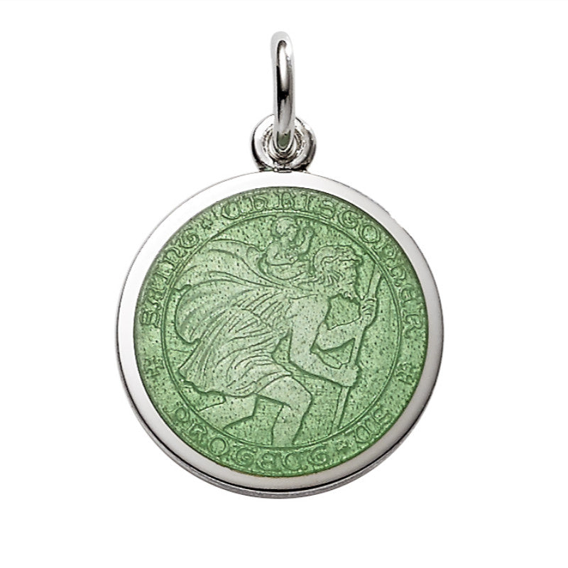 Sterling silver medium (3/4") round St. Christopher's medal charm