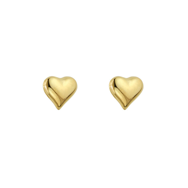 14kt yellow gold youth/child's petite puffy heart stud earrings